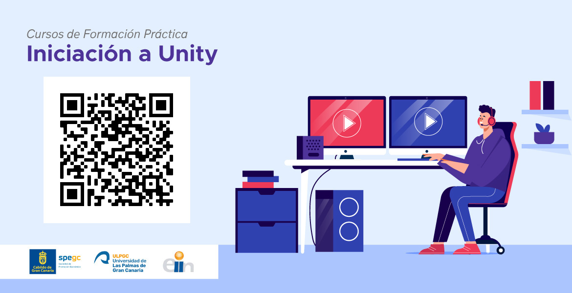 Cartel de promoción del curso de Unity EII y SPEGC