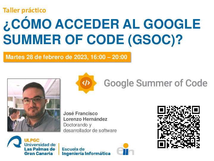Cartel promocional del seminario ¿Cómo acceder al Google Summer of Code (GSoC)?