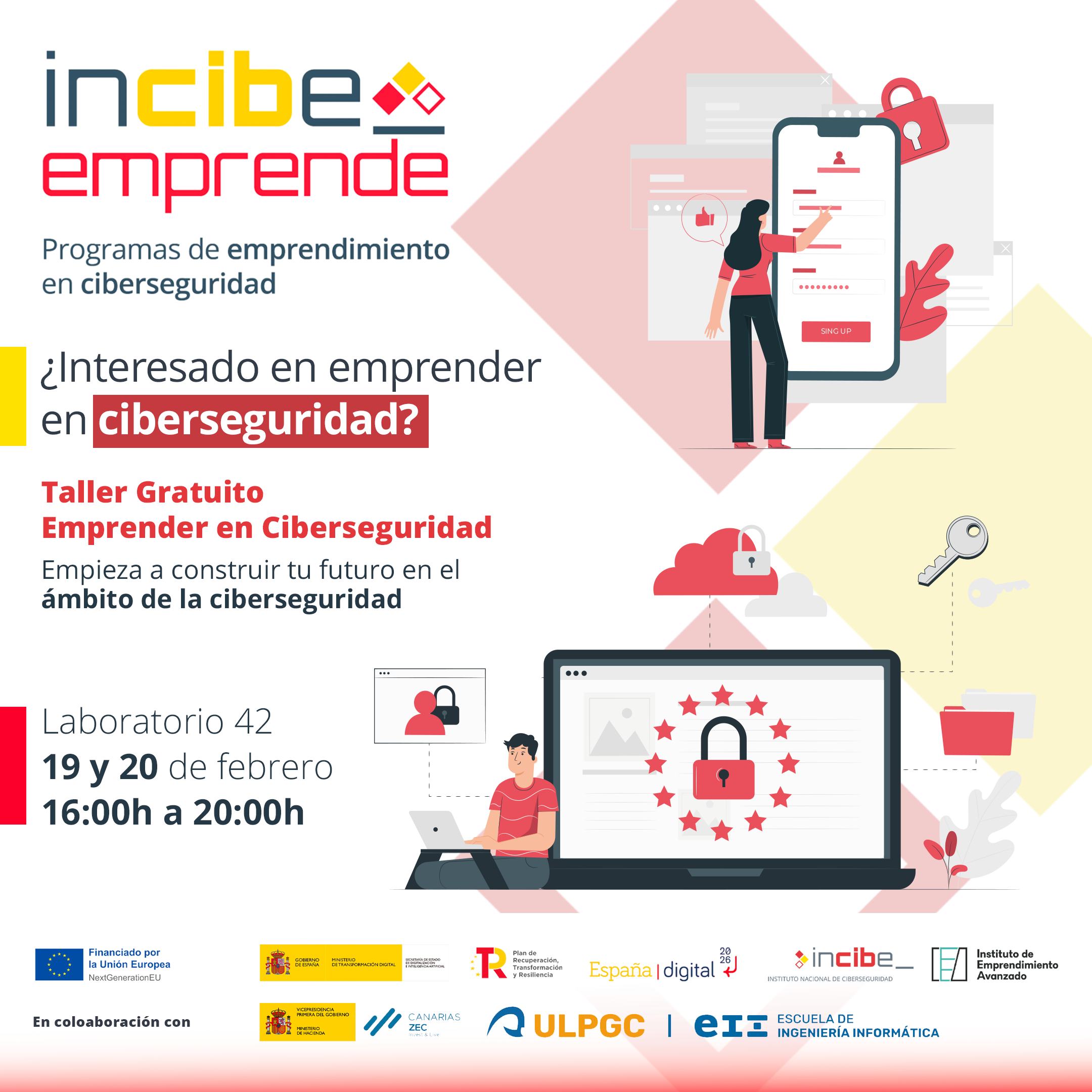 Cartel promocional del taller de emprendimiento del INCIBE