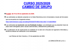 Cartel informativo del cambio de grupos