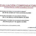 Cartel con las fechas de la evaluación compensatoria en la noticia