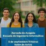 Cartel promocional de la jornada de acogida, día 5 de septiembre de 2025, salón de actos del Edificio de  Arquitectura