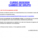 Cartel informativo del cambio de grupos